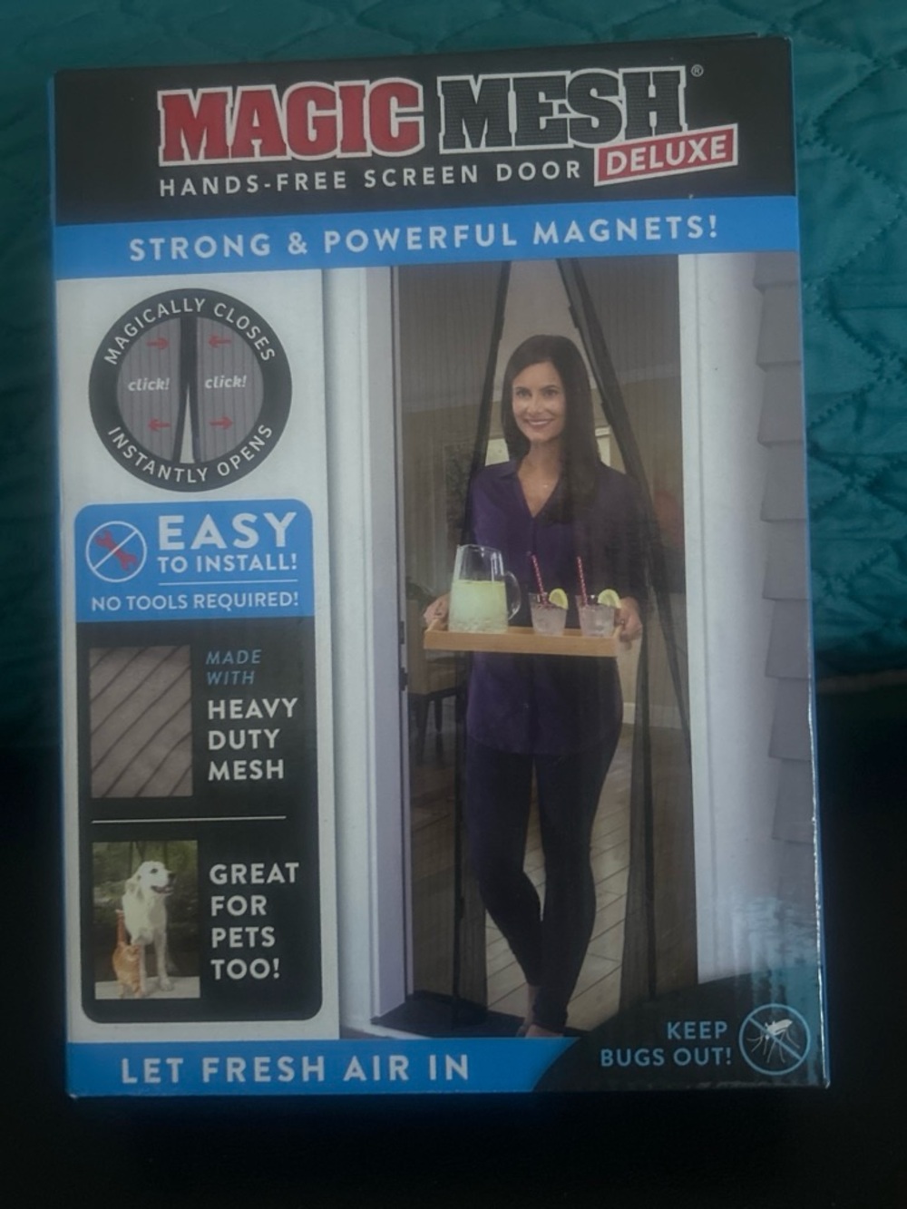 Deluxe Black Hands-Free Screen Door